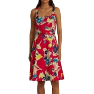 Ralph Lauren Floral Cocktail Dress Pink Multicolor Size 4